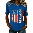 thumbnail image 3 of Women's 4th of July Patchwork Tops, USA 250th Anniversary Printed Blouse for Women, Spring & Summer Fashion Comfy Short Sleeve Basic Shirts, 3 of 4