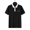 thumbnail image 3 of QingYiHua Mens Color Block Polo Shirts Short Sleeve Zipper Turndown Collar Shirts with Pocket Casual Shirts 2025 Summer Trendy Shirts Big and Tall,Black, 3 of 7