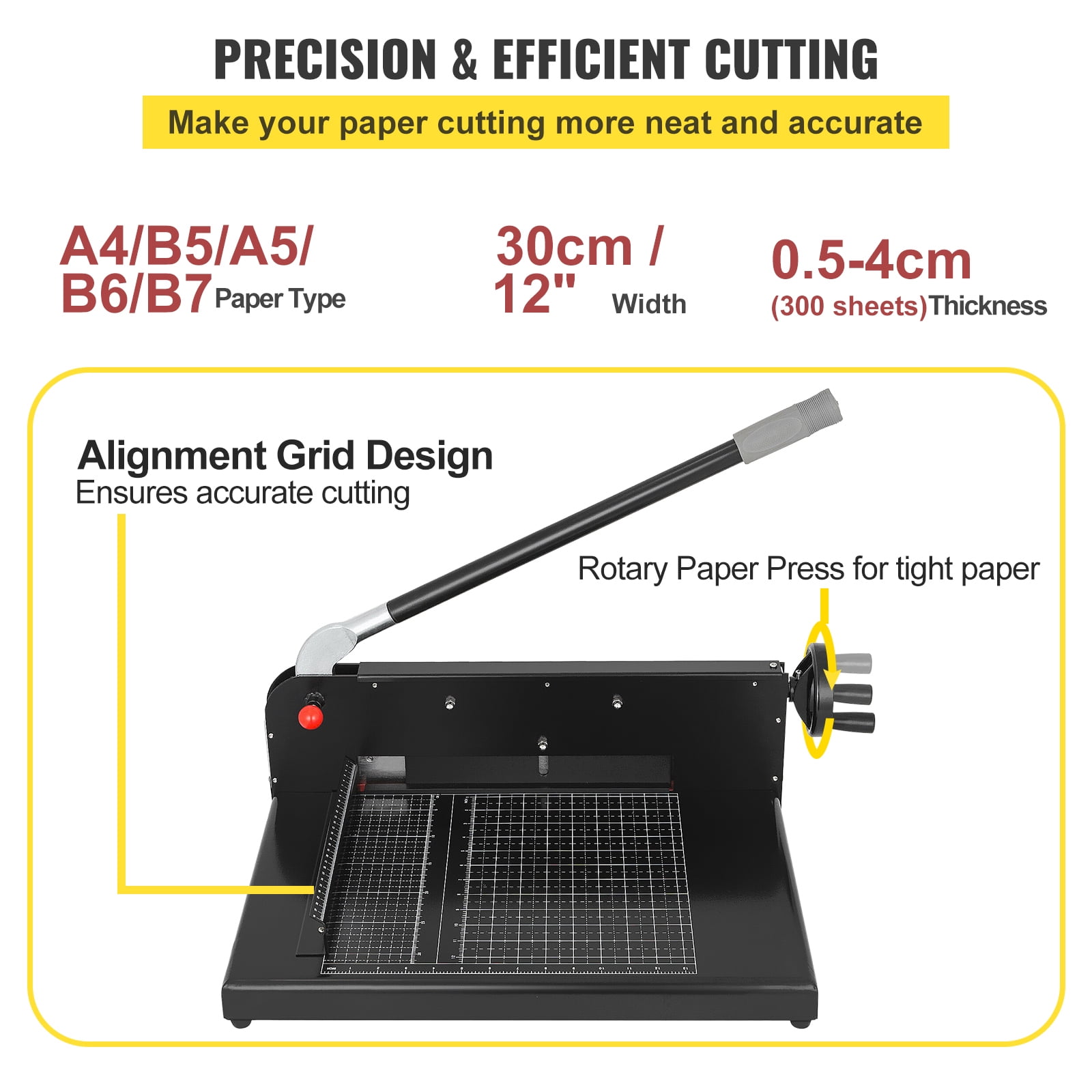 Wensdr Office Heavy Duty Munal A4 Paper Trimmer White Paper Cutter Machine  for Craft Photo 12 Paper Cutter