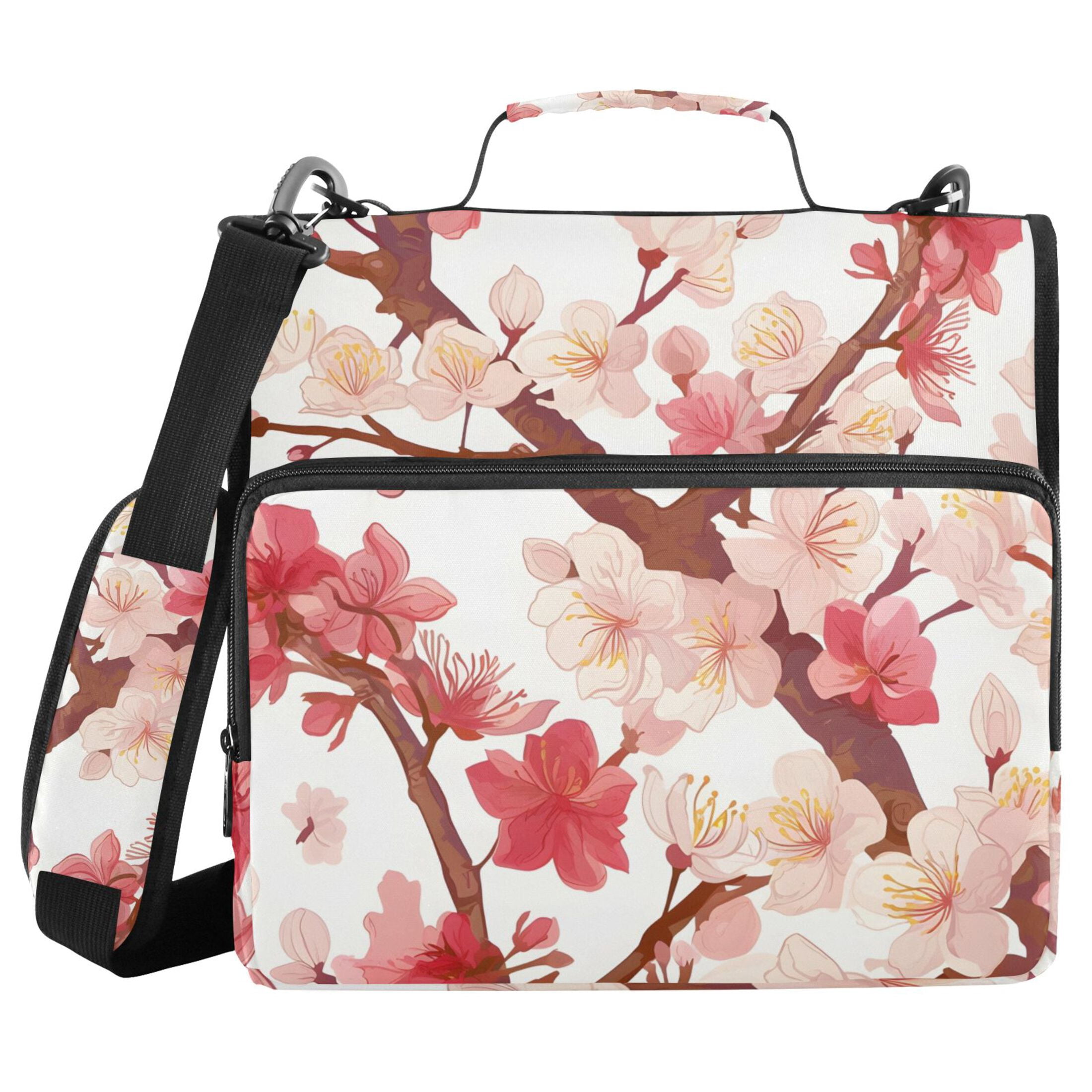ALAZA Zipper Binder Flower on Tree 3 Ring Trapper Keeper File Folder Organizer Bag