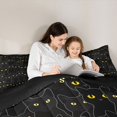 thumbnail image 5 of jejeloiu Black Cat Yellow Eyes Twin Comforter Sets Kids,Spooky Kitten Pattern Bedding Set For Girls,Reversible,2 Pieces, 5 of 8