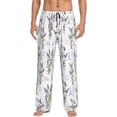 thumbnail image 2 of Goofa Lavender Flowers Printed Soft Pajama Pants for Men, Wide Leg Comfy Casual Lounge Yoga Pants-, 2 of 9