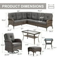 thumbnail image 3 of POCASSY L Shaped Patio Furniture Set, 8 Pieces Outdoor Conversation Set with Ottoman Brown Wicker Patio Sectional Sofa for Deck Garden in Gray, 3 of 20