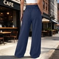 thumbnail image 5 of Hurxie Womens Wide Leg Pants Palazzo Casual Flowy Elastic Waist Pant Dressy Long Lounge with Pockets Navy,XL, 5 of 8
