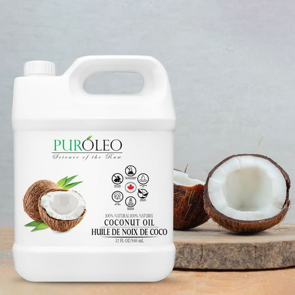 PUROLEO Fractionated Coconut Oil 32 Fl Oz/946 ML (Packed In Canada) 100% Natural and odorless Moisturizer & Carrier Oil | Hair Skin Body, Aromatherapy, Massage, Makeup Remover