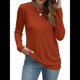 thumbnail image 3 of Camisas de Larga para Mujer, Túnicas, Blusas Holgadas, Elegantes, Cuello Redondo, Suéteres Básicos. Naranja XL, 3 of 10