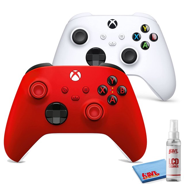 2-Pack Microsoft - Xbox Wireless Controllers for Xbox Series X, Xbox Series S, Xbox One, Windows Devices - (White & Pulse Red)