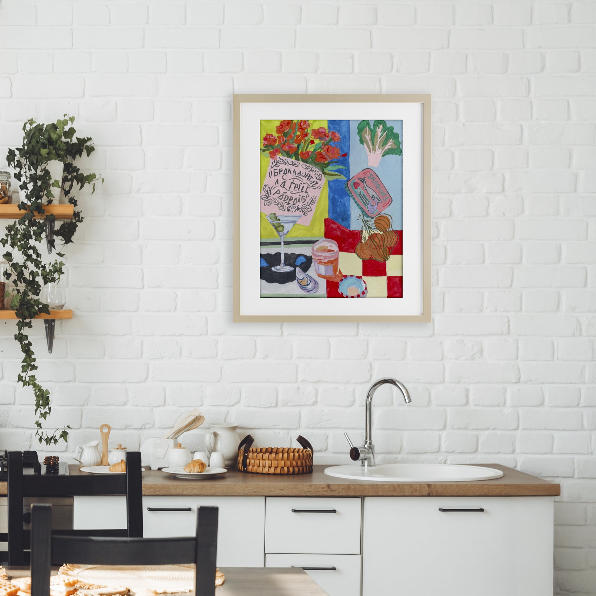 Stupell Industries Kitchen Checkered Still Life Birch Framed Print Under Glass, design by Melissa Wang