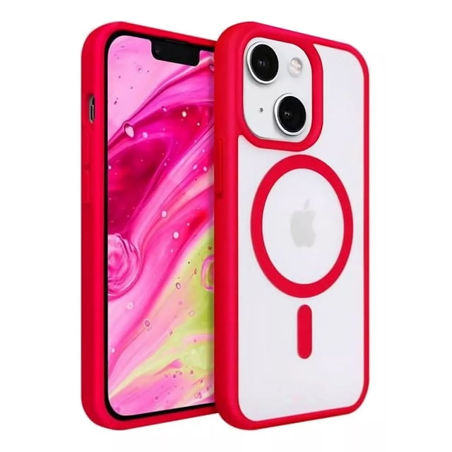 Funda Case Transparente Magnetica Compatible iPhone 15 Color Rojo iPhone 15 Promax