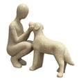 thumbnail image 2 of Escultura de resina de hombre y perro, conmovedora decoración del hogar para estantería. Beige, 2 of 9