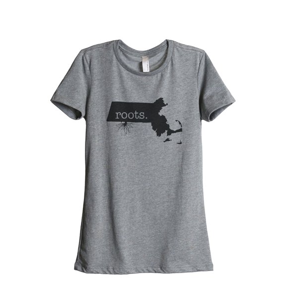 Thread Tank Home Roots State Massachusetts MA Women's Relaxed Crewneck T-Shirt Tee Heather Grey Small