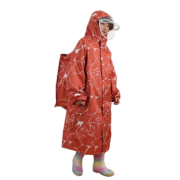 Krdevn Long Double Brim Rain Poncho for Big Kids Oversized Hooded Raincoat for Boys and Girls School Outdoor Activities,2XL