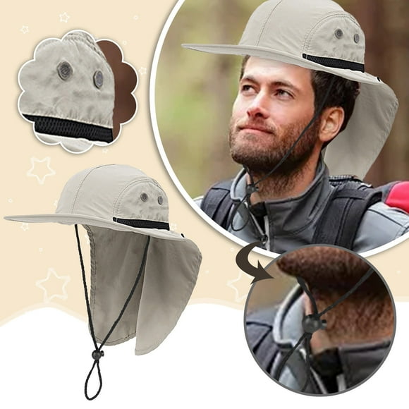 SUN CUBE Mens Fishing Hat With Neck For Men | Sun Hat With Wide Brim For Hiking With Neck Cover For Outdoor Sun | Light Gray Seat Belts for Work