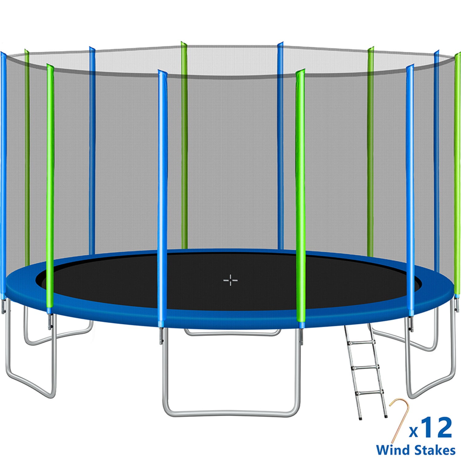 Private Jungle 16FT Trampoline, Jump Recreational Trampolines with Enclosure Net, Ladder and 12 Wind Stakes for Kids Family Happy Time - Colorful Private Jungle 16FT Trampoline, Jump Recreational Trampolines with Enclosure Net, Ladder and 12 Wind Stakes for Kids Family Happy Time - Colorful