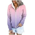 thumbnail image 2 of HAPIMO Women's Winter Outfits Gradient Coat Loose Jackets Long Sleeve Outwear Pockets Casual Drawstring Sweatshirts Fashion Zip Up Hoodie Fall Pink XL, 2 of 4