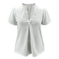 thumbnail image 3 of Babysbule Women's Tops Fashion Women Solid Short Sleeve Lace Hollow Out Slim Casual Blouse Tops, 3 of 8
