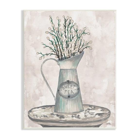 Stupell Industries Pussy Willow Botanicals Sweet Tea Country Jar Painting, 13 x 19, Design by Elizabeth Medley