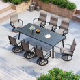 thumbnail image 2 of Pellebant 94" Aluminum Outdoor Dining Table for 10, All-Weather Rectangle Patio Table with Umbrella Hole for Backyard, Lawn, Garden and Poolside, Glossy Black, 2 of 8