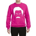 thumbnail image 2 of Wild Bobby, White Parks and Rec Fans Ron Swanson Mustache Face Silhouette, Pop Culture, Unisex Crewneck Graphic Sweatshirt, Fuschia, Small, 2 of 4