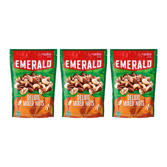 Emerald Nuts, Deluxe Mixed Nuts, 5 oz, Resealable Bag (Pack of 12)