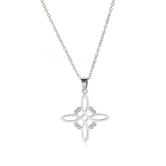 Fashion Chic Celtic-Symbol Necklace Witchs-Knot Necklace for Women Men Stainless Steel Pendant Necklace Lucky Jewelry