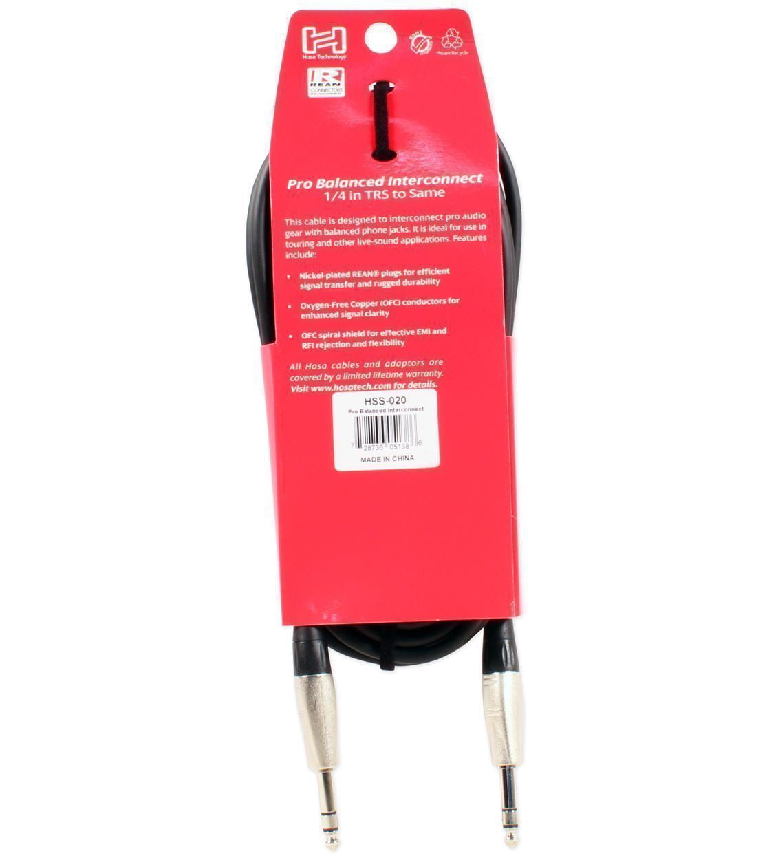 Hosa Pro HSS-005X2 Stereo Balanced Interconnect Cable - Dual 1/4-inch TRS Male to Same - 5 foot