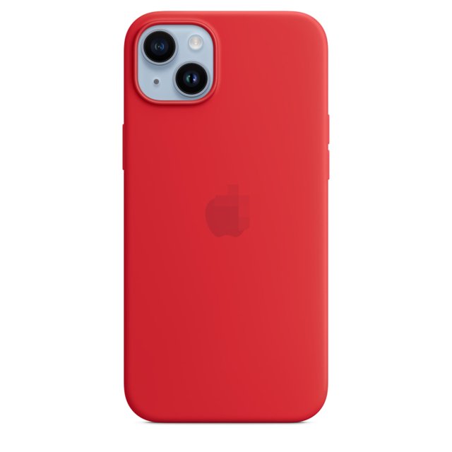 Funda de silicona para iPhone 14 Plus con carga rápida inalámbrica MagSafe de 6,7" en color rojo