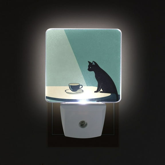 Yayeee LED Night Light for The Home Plug in With Light Sensors 2 Pack, Black Cat
