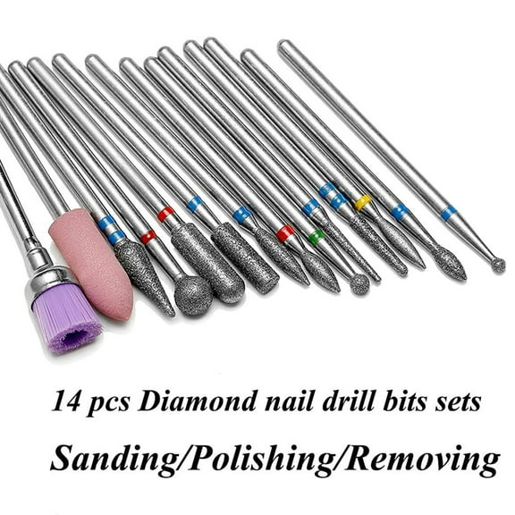 Nail Drill Bits,Remover Pedicure Set Nails Cuticle Pedicure Tool Nails Cuticle Remover 14pcs Tool With Drill Set Nails Nail Drill Remover Mani Pedi Simbae Huiop Eryue Qisuo