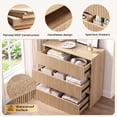 thumbnail image 2 of Ktaxon Solid Wood 3 Drawer Dresser Nightstand Modern Wood Chest of Drawers Bedroom Modern Stylish Farmhouse Finish, Oak, 2 of 15