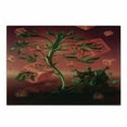 thumbnail image 1 of Psychedelic Cutting Board, Trippy Surreal Picture with Fantasy Cubes and Unsual Plants Visual Motif, Decorative Tempered Glass Cutting and Serving Board, Small Size, Scarlet Green, by Ambesonne, 1 of 1
