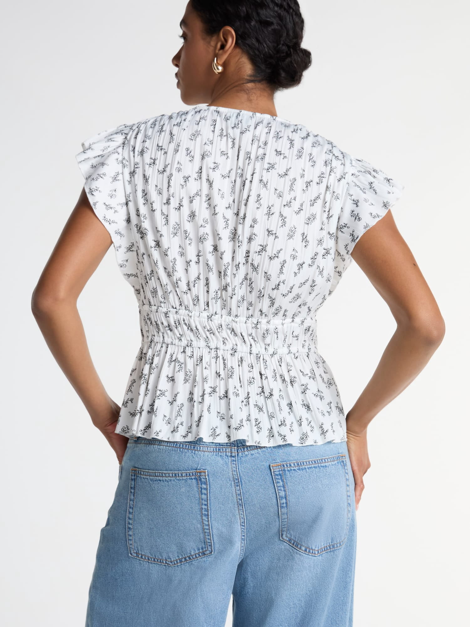 Scoop Women's V Neck Satin Top with Flutter Sleeves, Sizes XS-4X