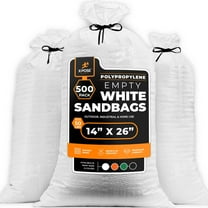Woven Polypropylene Sand Bags for Flooding, Gravel -14" x 26" Sacks 50 lb Weight Limit, Military Grade Reusable Refillable Sand Bag for Hurricane Flood Protection, Empty Sandbags White, Bundle of 500