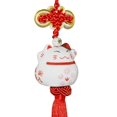 thumbnail image 1 of Feng Shui Lucky Cat Ceramic Pendant Charm Hanging For Wealth Fortune, 1 of 5
