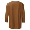 thumbnail image 5 of Jewelreauty Elbow Length Crewneck Shirts Women 3/4 Sleeve Casual Loose T-Shirts Summer Solid Tunic Tops Tees (XL, Brown-A), 5 of 5