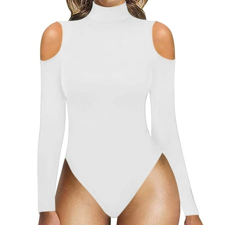 

nsendm Long Sleeve Bodysuit For Women Jumpsuit Women s Casual Baggy Denim Bib Overall White Large