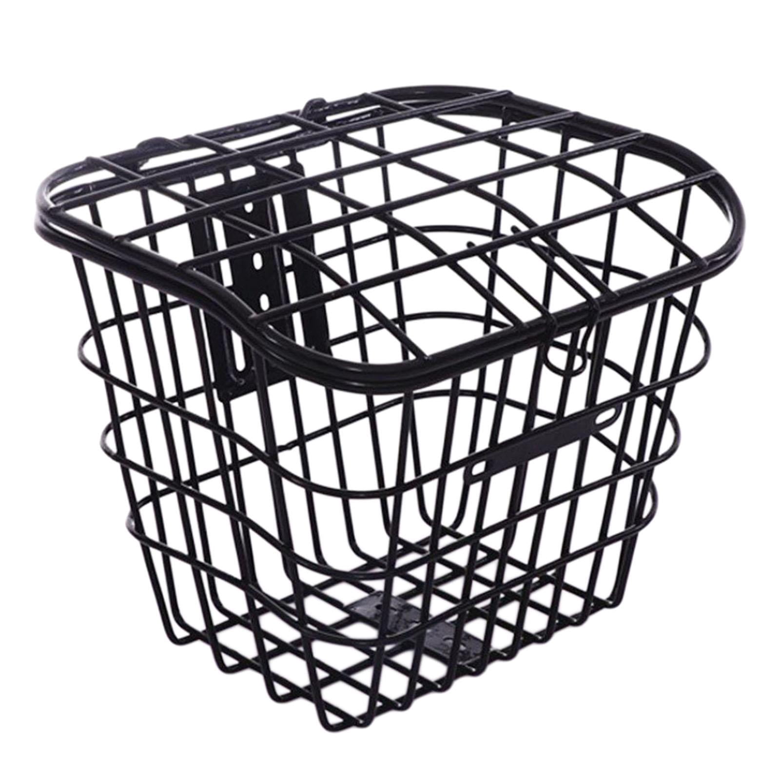Bike Cycling Basket Quick Release Front Handlebar Multifunction Wire Basket Large Capacity Electric Bike Basket for Man Boys Woman Girls Black