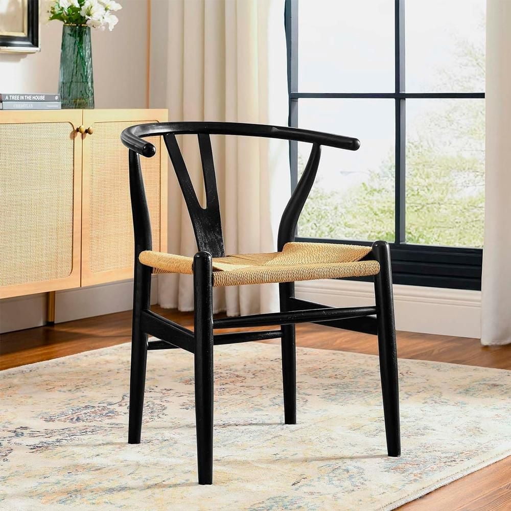 Heavenly Collection | Wishbone Black Wood Dining Chair for Kitchen or Dining Room