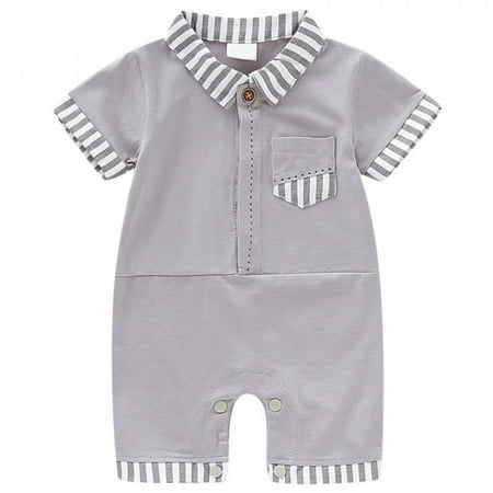 

Baby Clothes for boys Infant Baby Boy Solid Gentleman Short Sleeve Rompers Kids Boys Bodysuit Jumpsuit Newborn Clothes