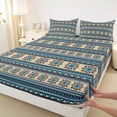 thumbnail image 3 of Feelyou Hippie Trible Aztec Queen Sheet Sets, Western Paisley Flat Sheet, Teal Stripes Triangle Queen Fitted Sheet, Microfiber Bedroom Decor, 4 Pieces, 3 of 7
