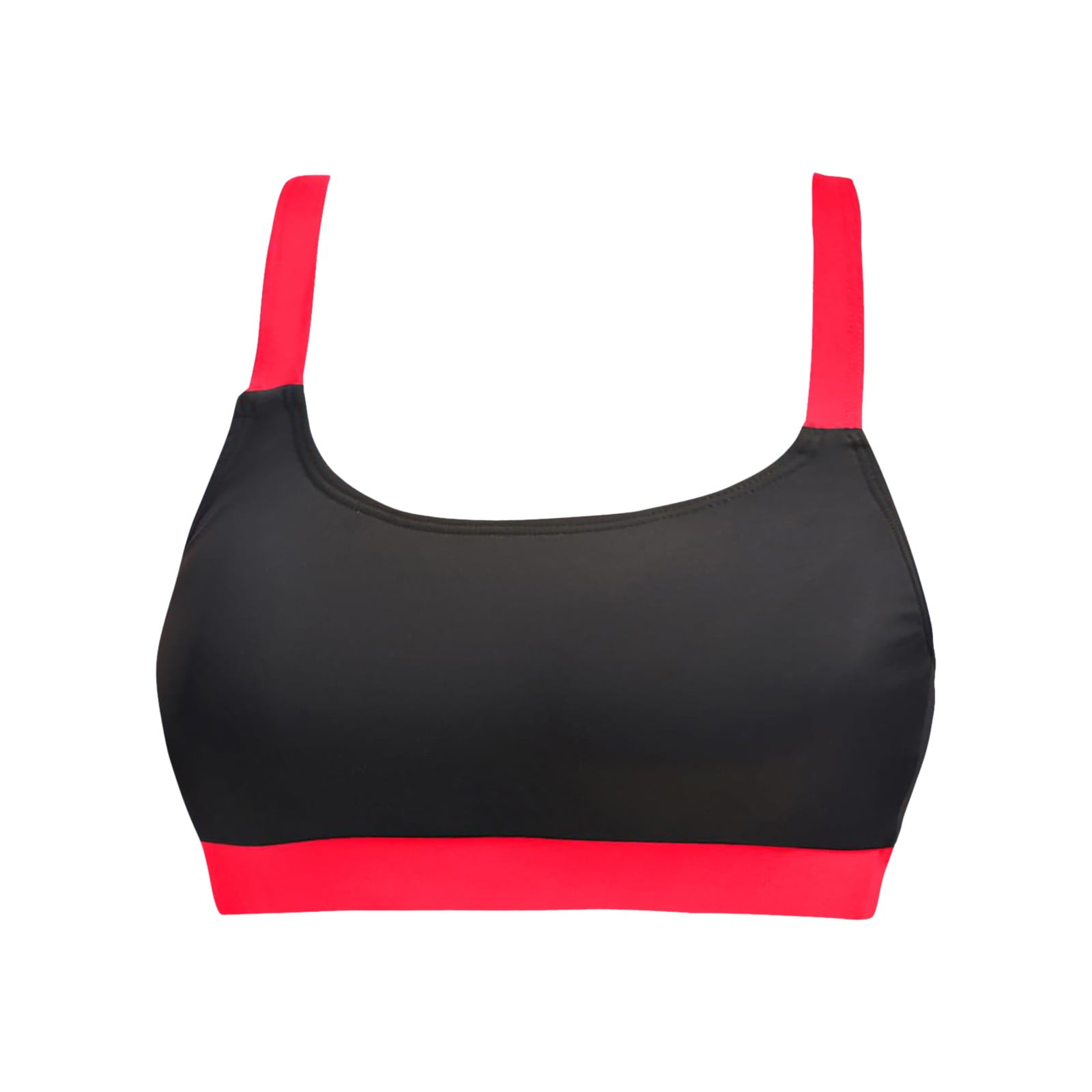 Krdevn Women's Color Block Swim Crop Top Full Coverage Push Up Bikini Top Square Neck Sports Bathing Suit Top,XXL