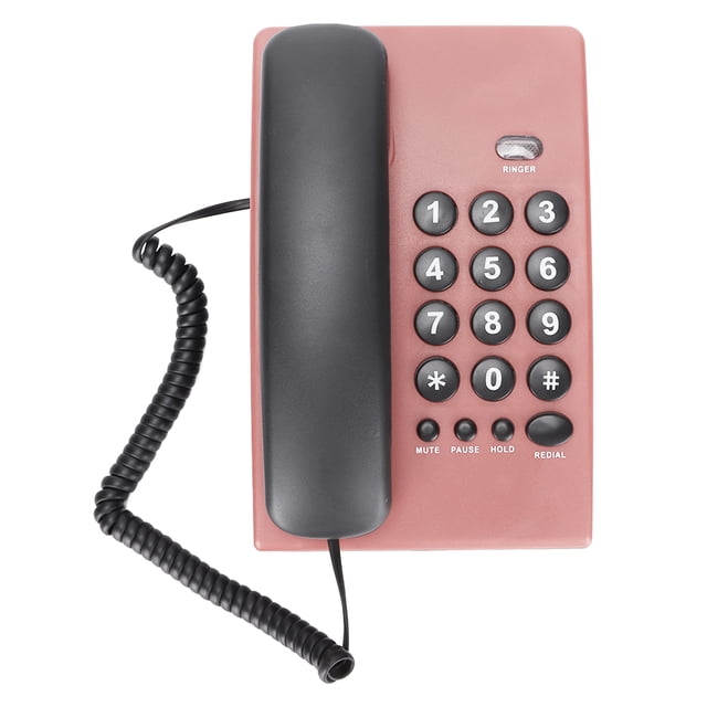 Téléphone Filaire, Fonction Muet Dernier Numéro Fixe Multifonctionnel Pause Sans Pile pour Bureau pour Maison Rouge, Rose, Bleu, Orange, Rouge Rosé