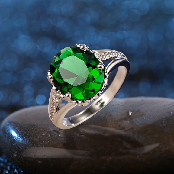 hanxiulin women Rhinestone green zirconia ring ladies jewelry engaged ring