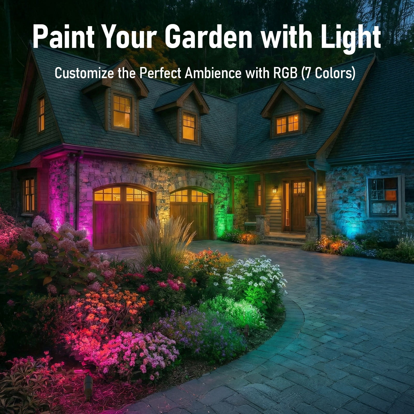 12 Pack 8W Low Voltage RGBCW LED Landscape Spotlight, 15°-60° Adjustable Beam Angle Outdoor Spot Lights, IP65 Waterproof, Oil Rubbed Bronze