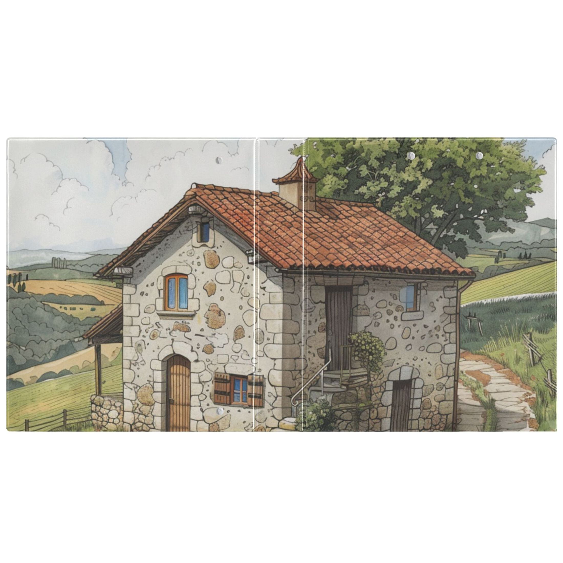 Farmhouse Trees 3 Ring Binders 1.5 inch Hardcover File Folders with Interior Pockets A4 Size Organizer for School Office Hospital