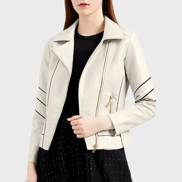 Chaquetas y abrigos de piel sintética de manga larga sin capucha Chaqueta de piel fina de moda para mujer Abrigo corto Chaqueta de primavera y otoño Chaqueta de piel con capucha de manga larga Tops de
