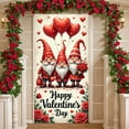 thumbnail image 3 of Red Hat Valentine Gnome Banner Heart Pattern Love Heart Display LOVE Letter Gnome Couple Welcome Backdrop for Valentine's Day Party Wedding Decoration Romantic Dinner, 3 of 9