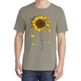 thumbnail image 2 of Wild Bobby,You are My Sunshine Skull and Sunflower, Streetwear, Garment-Dyed Washed Look Short Sleeve T-Shirt, Sand, Large, 2 of 3