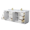 thumbnail image 3 of Wyndham Collection Miranda 84" Metal & Wood Double Bathroom Vanity in White/Gold, 3 of 6