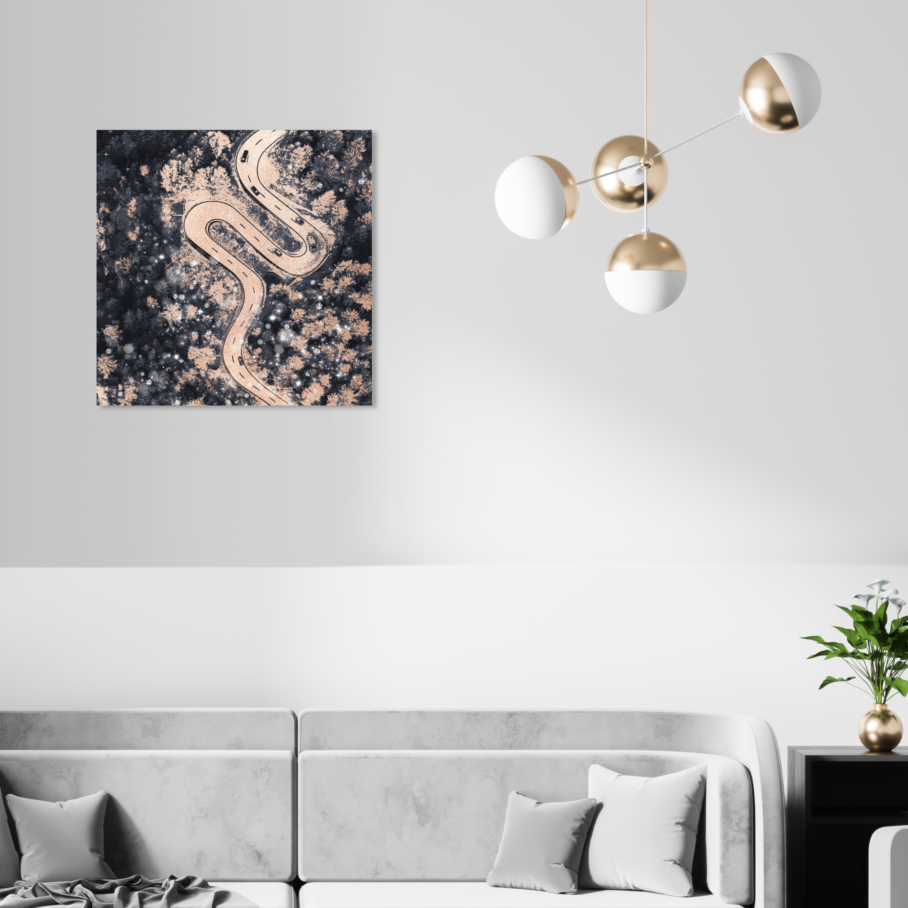 Forest Lights Nature and Landscape Wall Art Print Black 20x20